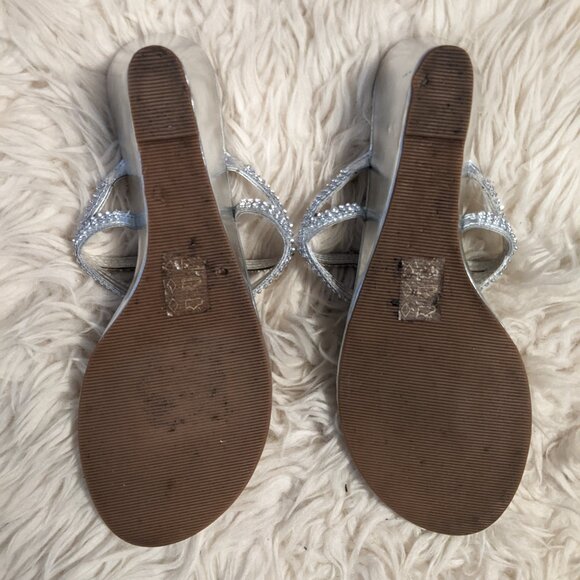 Sparkling Rhinestone Silver Wedge Sandals - Picture 3 of 4